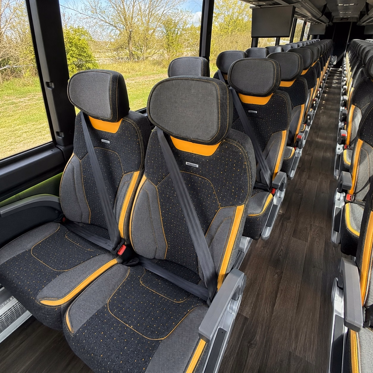 56 passenger charter bus inside